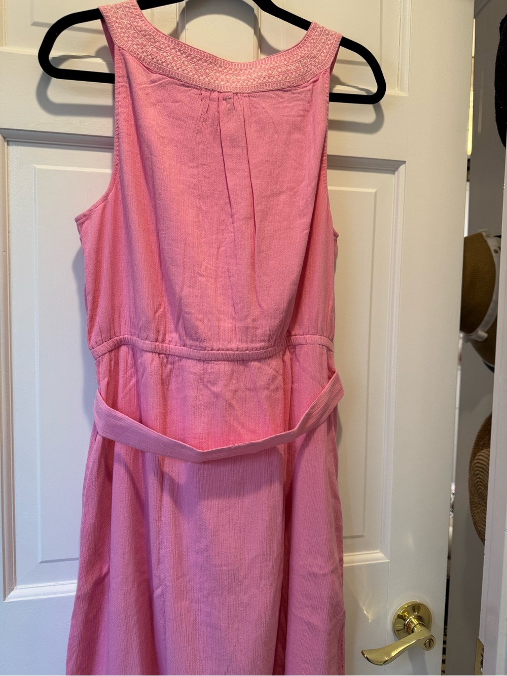 Talbots Pink Embroidered Sleeveless Maxi Dress with Tie Waist - Picture 4 of 6